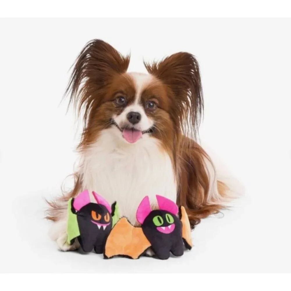 BARK Afraid of the Bark Halloween Screech and Squeak Animal Plush Dog Toy